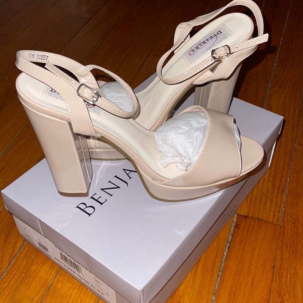 Benjamin walk nude patent prom platform shoes